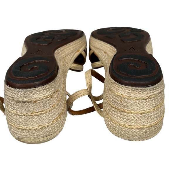 Clarks Artisan Collection Espadrille Tan Strappy Rope Wedge Sandals Size 11 - Picture 12 of 13